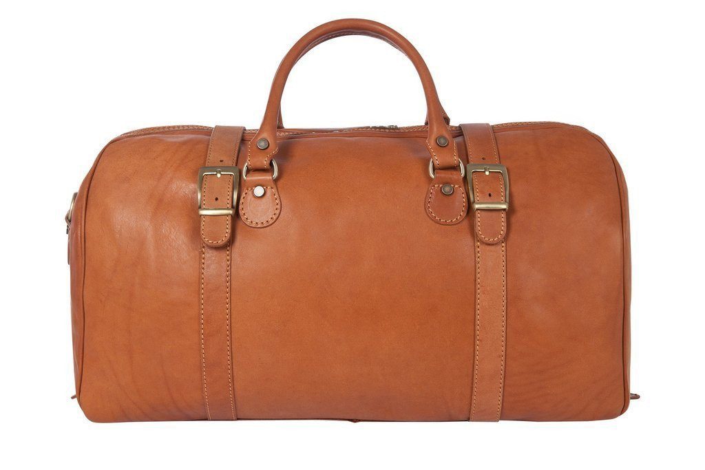 Reisetasche aus braunem Kalbsleder Frontansicht | Dito's Duffle